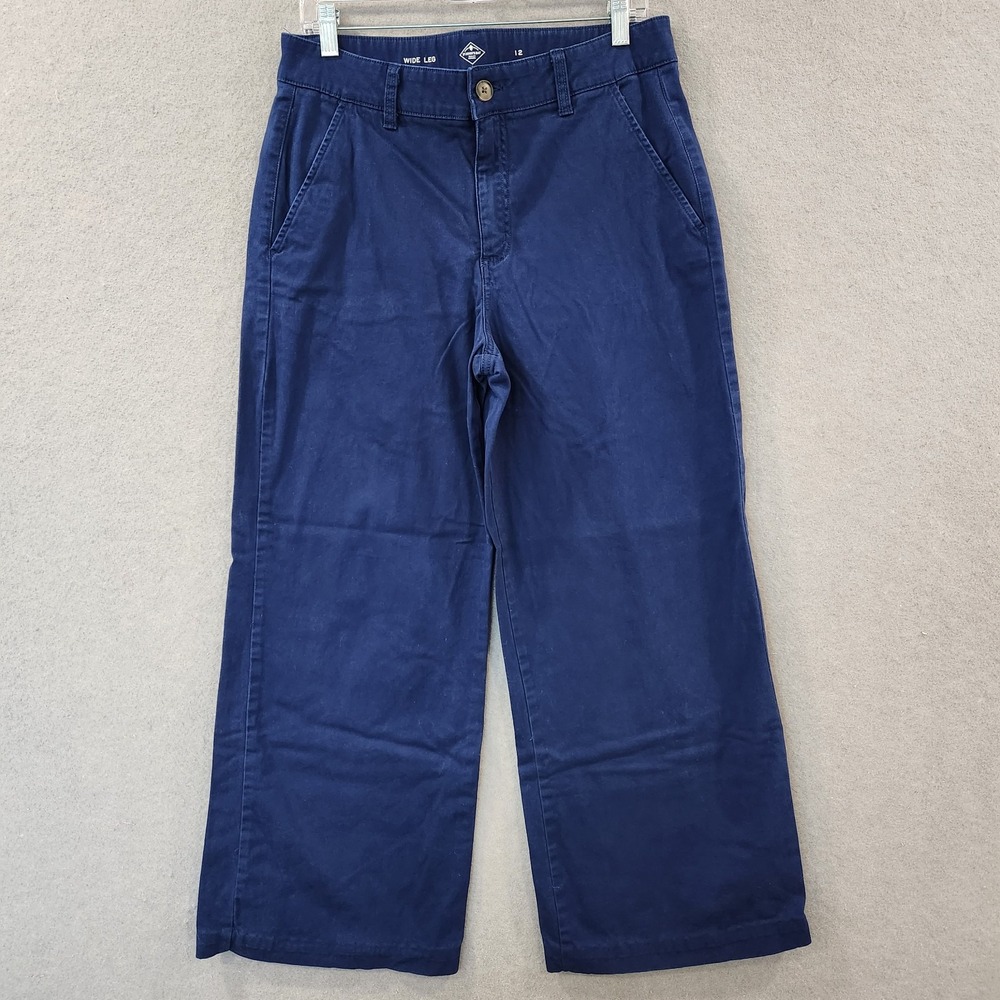 St. John's Bay Chino Pants Womens 12 Wide-leg Navy‎ Blue Cotton SOFT